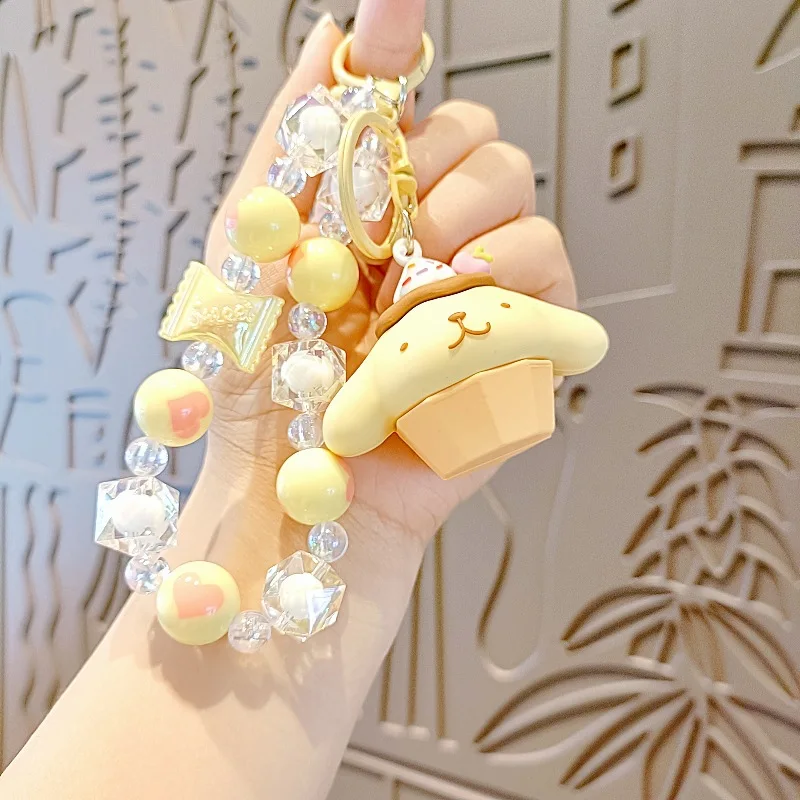 

Sanrio Beaded Keychain Hello Kitty Cinnamoroll Kuromi Cute Cartoon Doll Pendant Phone Chain Keychains Bag Pendant Accessories