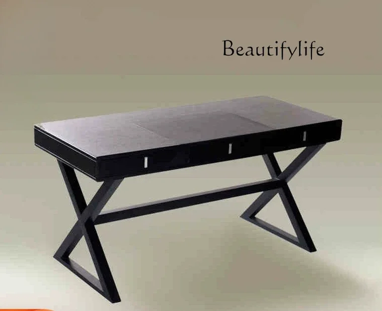 LXNordic black oak painted home writing desk modern minimalist deskSSS