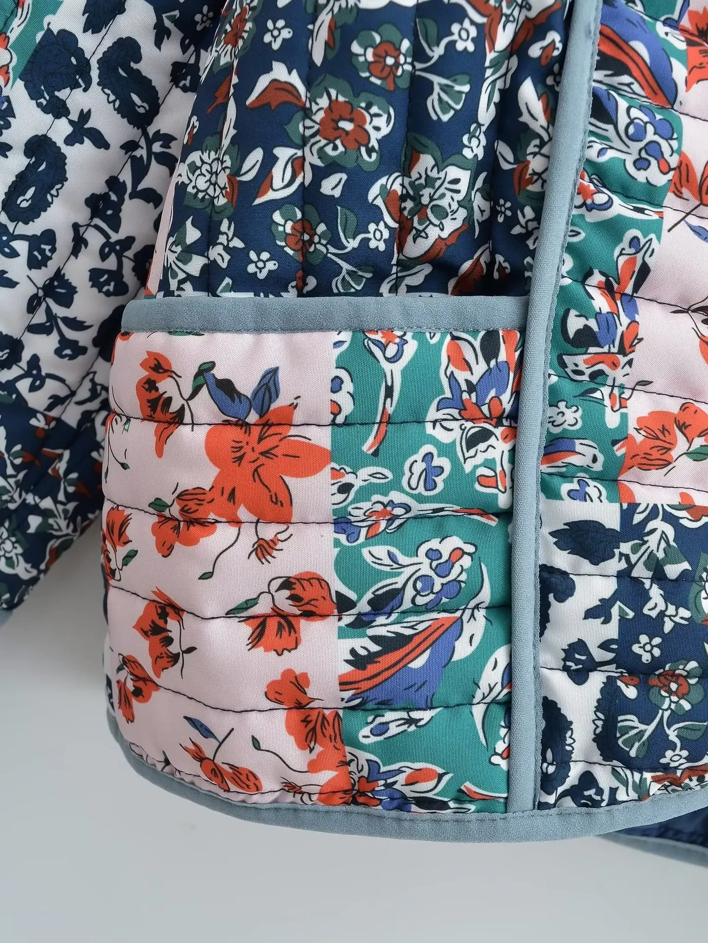 Abrigo de algodón con estampado de dos colores para mujer, Parkas con bolsillos en ambos lados, ropa de otoño e invierno, nueva moda