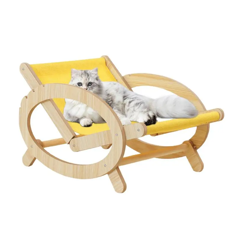 Elevated Cat Beds Adjustable Raised Cat Recliner Hammock Bed With Washable Canvas Cover Sturdy Cat Furniture Protecting