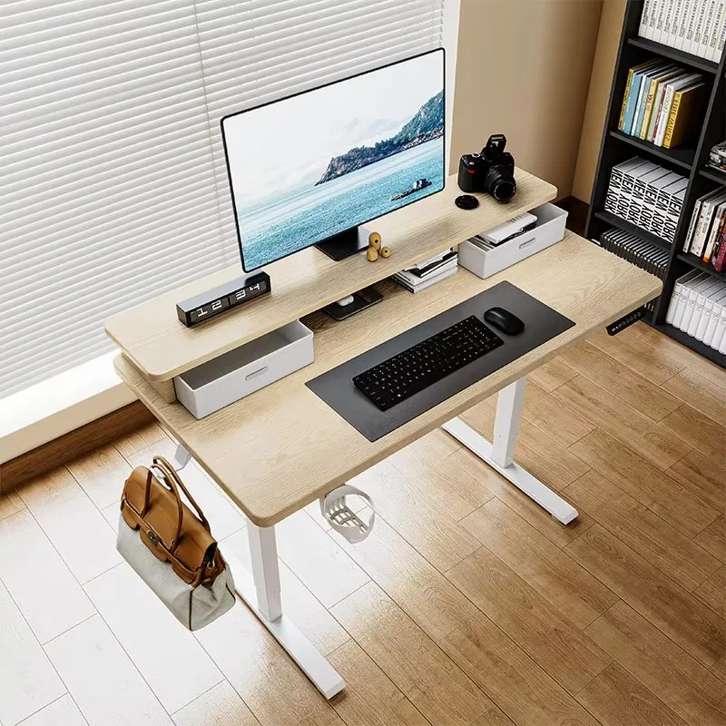 One motor scratch-resistant wooden modular retractable metal desk ergonomic electric height adjustable