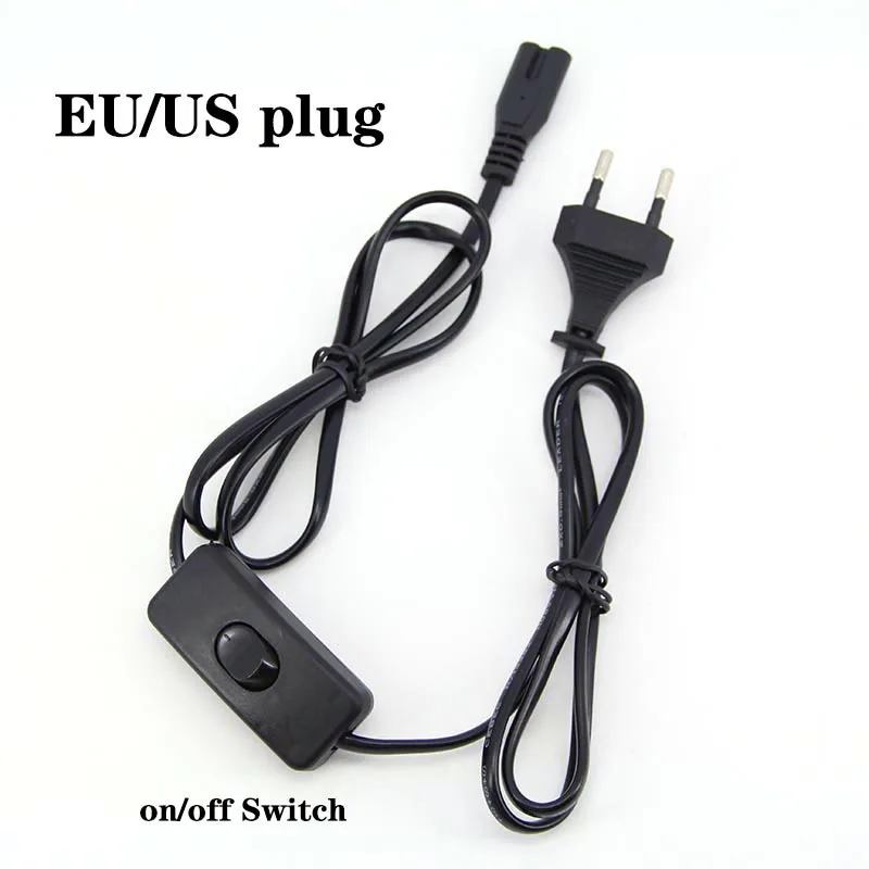 2Pin Prong AC US EU to C7 C8 Extension EU US power Cable LED Light Power swich Cord American European Figure 8 Laptop For PS4 s1