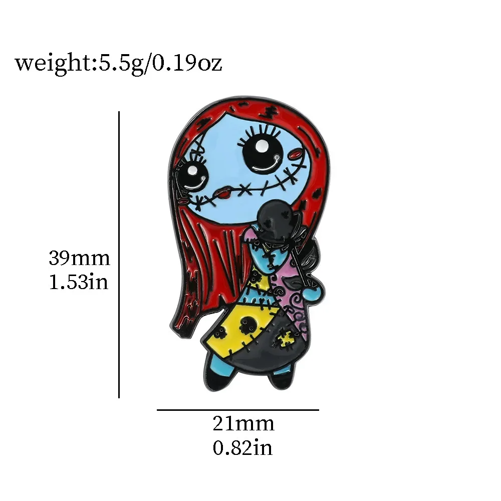 Cartoon Anime Christmas Eve Horror Character Brooch Pumpkin Skull Jack Sally Christmas Funny Badge Accessories Gifts Wholesale