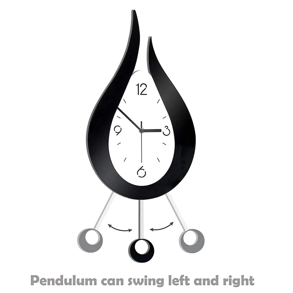 Large Modern Pendulum Wall Clock Acrylic Water Drop Silent Living Room Wall Clocks Battery Operated Decoration for Home Kitchen