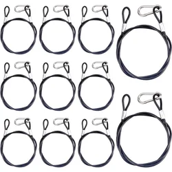 12 Pcs Stage Lights Safety Cable, 39 inch 4mm Stainless Steel Security Rope Black Coated Braided with Loops&Spring Clasps Max