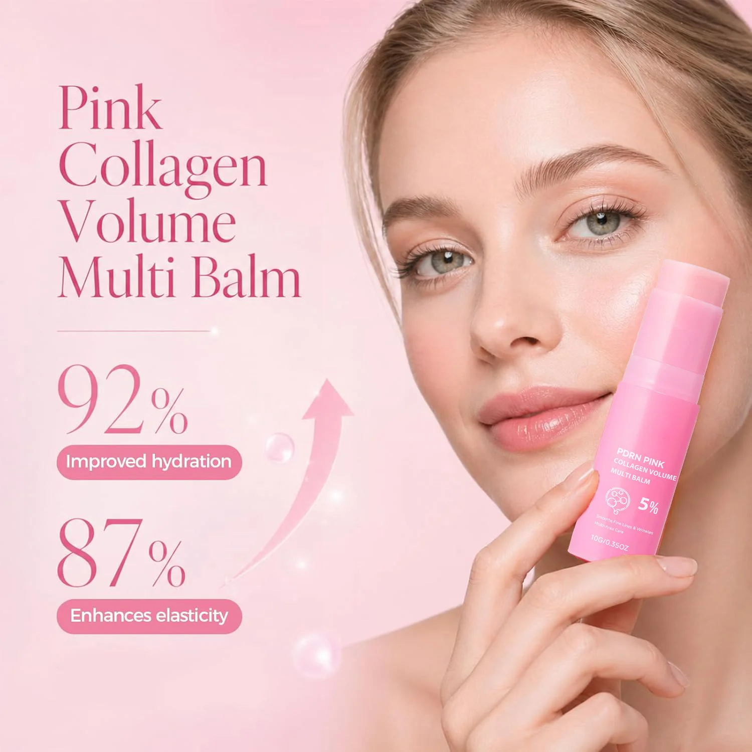 PDRN Pink Collagen Volume Multi Balm Collagen Hydrating Stick for Face, Neck, Under Eyes, Lips, Lines Care Plumping&Firming Skin view 2