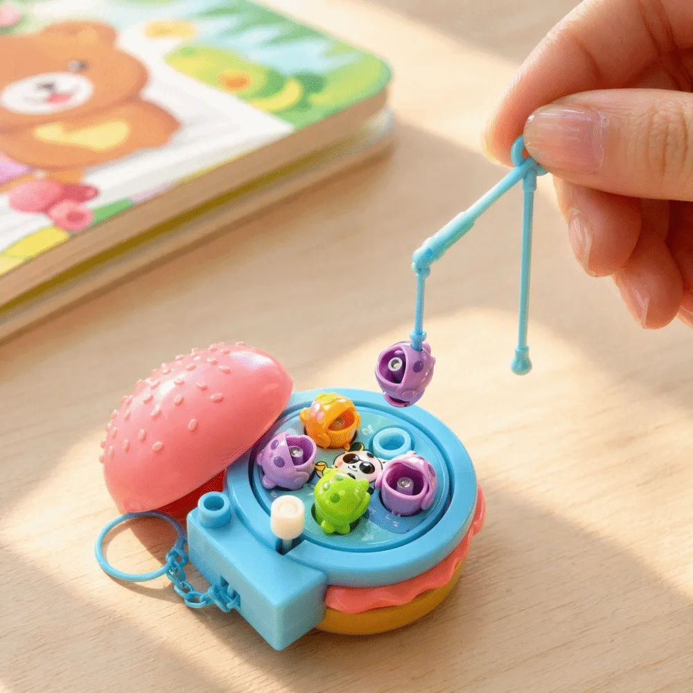 Simulation Food Key Chain Fishing Stress Relief 3D Hamburger Keychain Decompression Gift Bag Charm Calming Keychain Keys