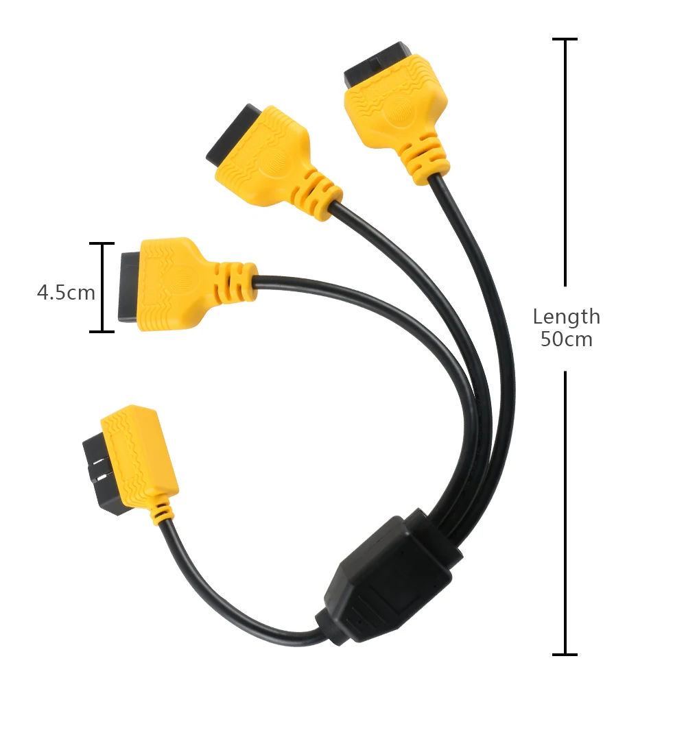 AUTOOL العالمي obd2 كابلات الموصلات المحمولة سيارة obd 2 محول 1 إلى 3 الفاصل سلك 16pin obdii ذكر إلى أنثى تمديد الحبل