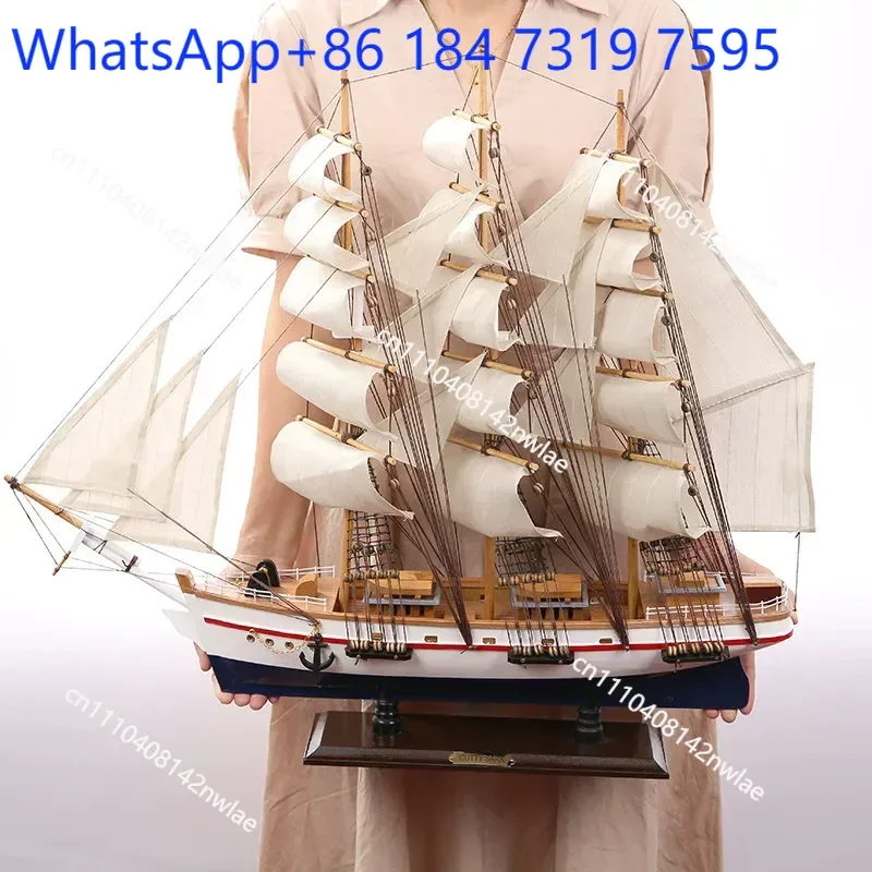 Solid Wood Large Sailboat Model Handicraft Ornament Living Room Decoration Wedding Gift Smooth Sailing Home Decor