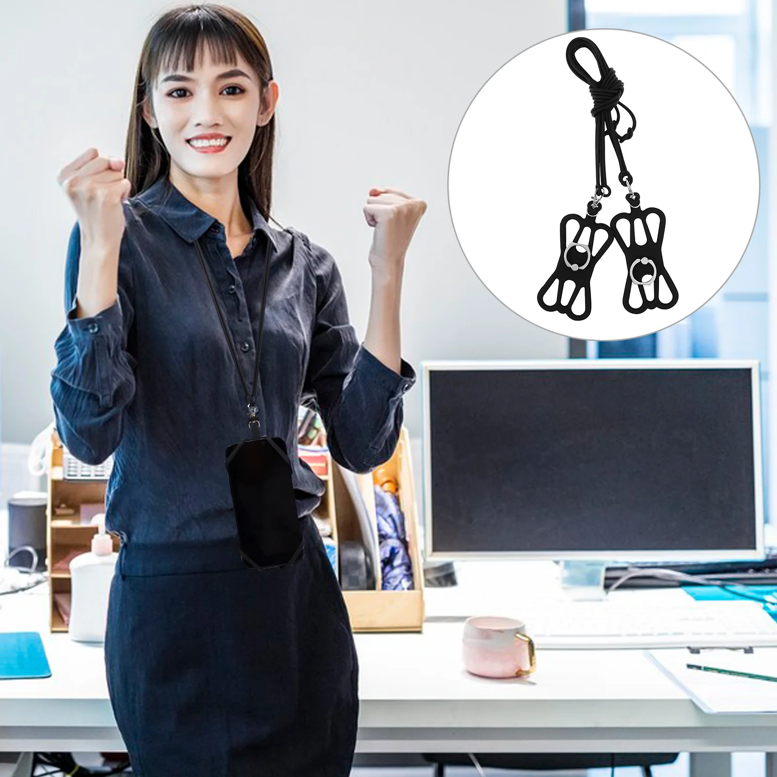 

2 Pcs Mobile Phone Lanyard Cover Card Sleeves for Cell Holder Around Neck Universal Silica Gel Lanyards Case