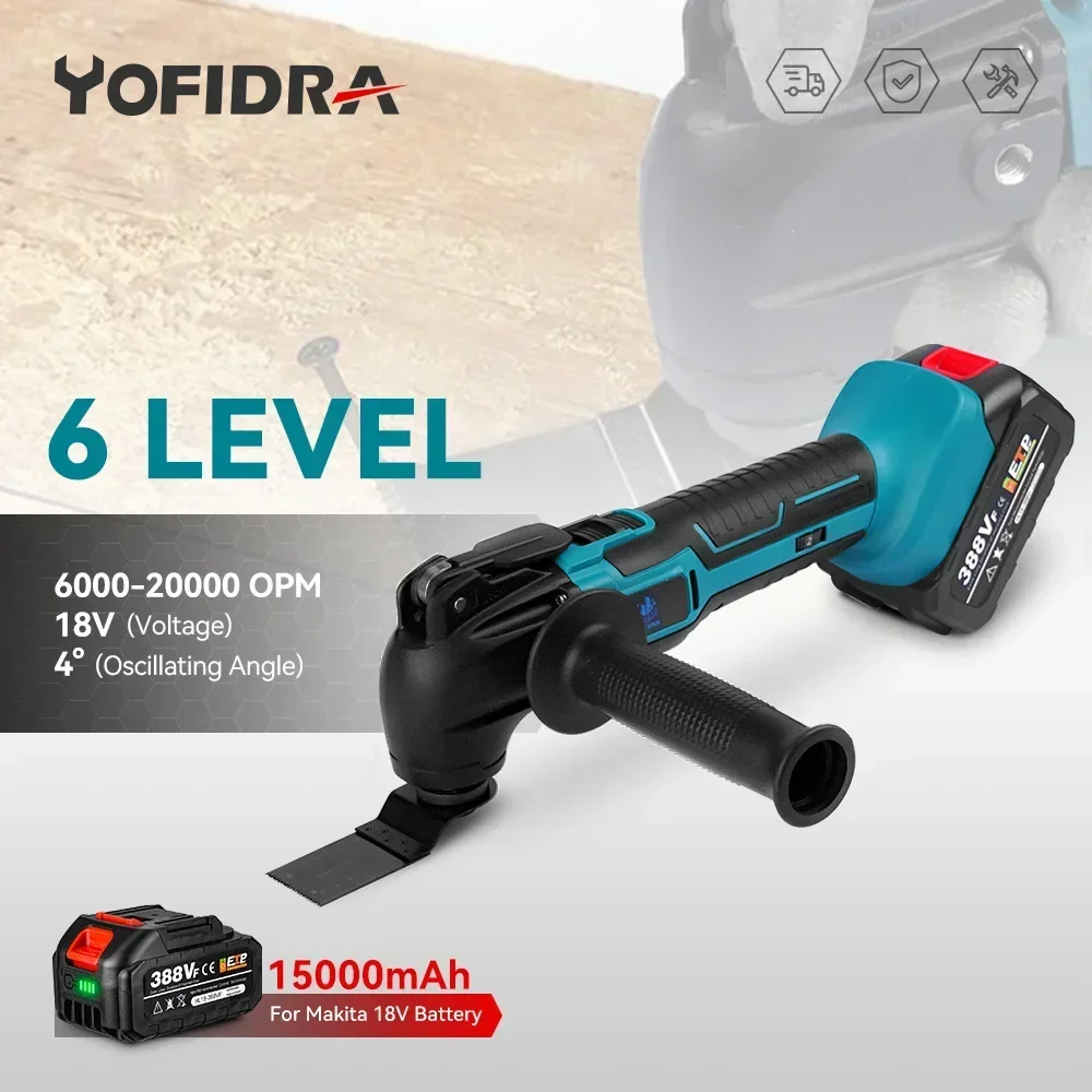 Yofidra Borstelloze Oscillerende Multitool Elektrische Zaagtrimmer/Schep/Snij/Polijsten Houtbewerkingsgereedschap Voor Makita 18V Batterij