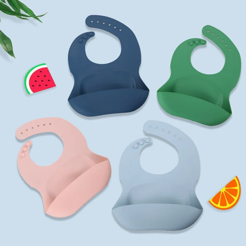 

1PC Lunch Apron Toddler Silicone Bibs Baby Kids Girl Boys Waterproof Saliva Solid Feeding Bib 36 Colors baby Silicone Bib Aprons