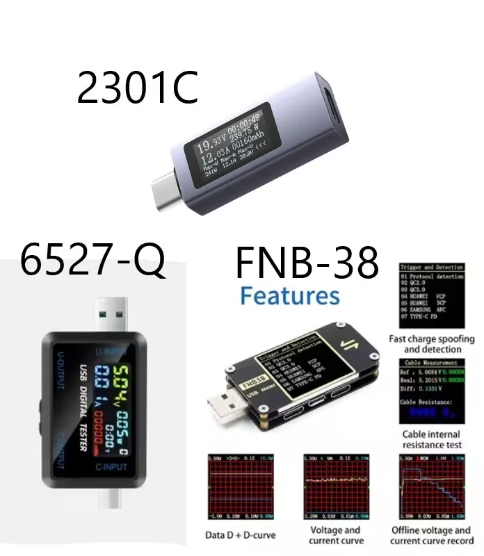 2301C FNB38 Power Meter  USB Type C  Charging Protector Digital Display Power Meter Phone Charging Detector for Car  Computer