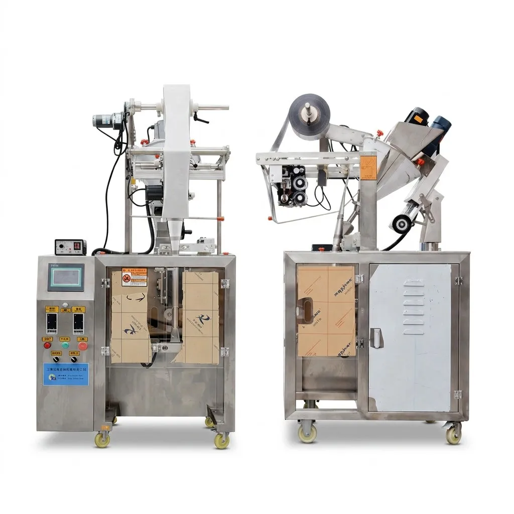 0.1g 5g Automatic VFFS Sachet Powder Filling Sealing Machine 4 Side Back Seal Food Small Business Packaging