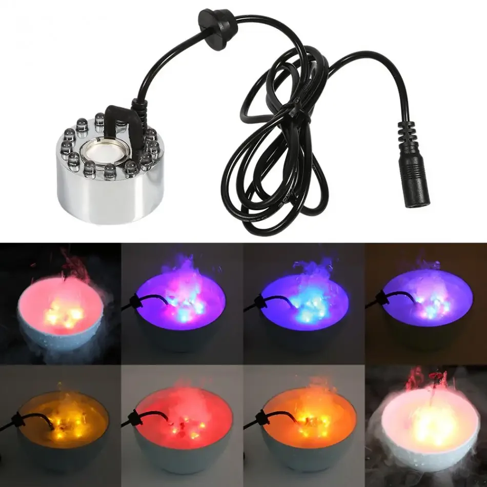 24V Color Changing Ultrasonic Mist Maker Fogger Water Fountain Pond Atomizer Air Humidifier 12 LED Adapter - Enhance Your Pond w