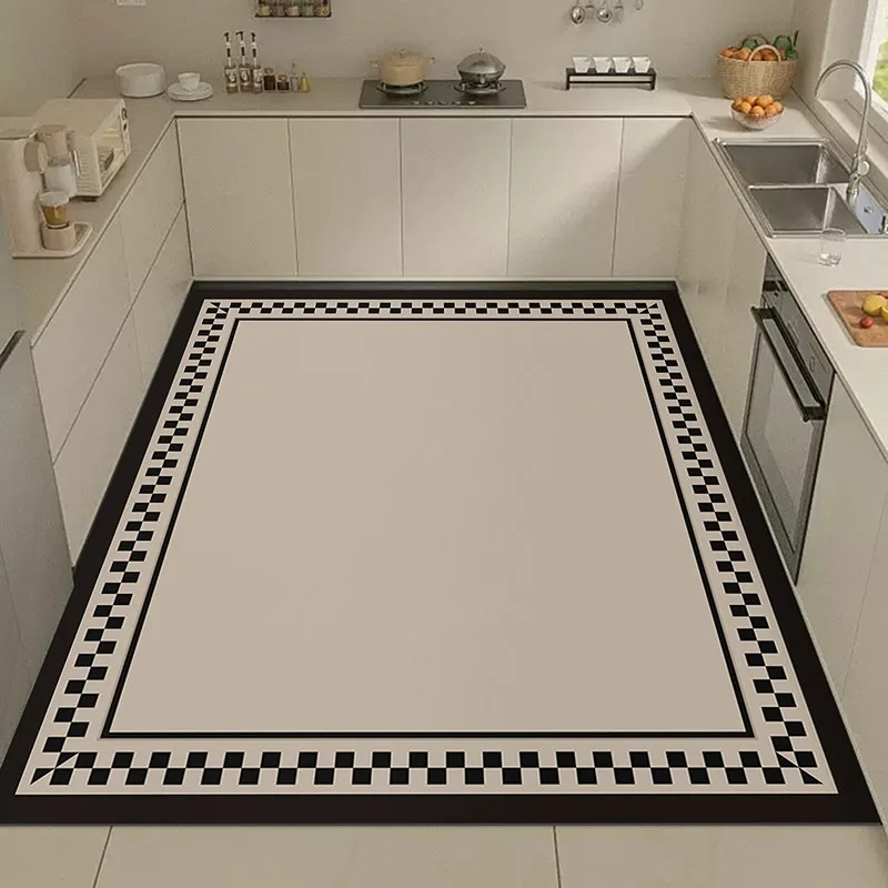 Simple Retro Entrance Doormat Anti-fouling Oil-proof PVC Kitchen Carpets Home Comfortable Soft Foot Feel Balcony Bathroom Rug 러그
