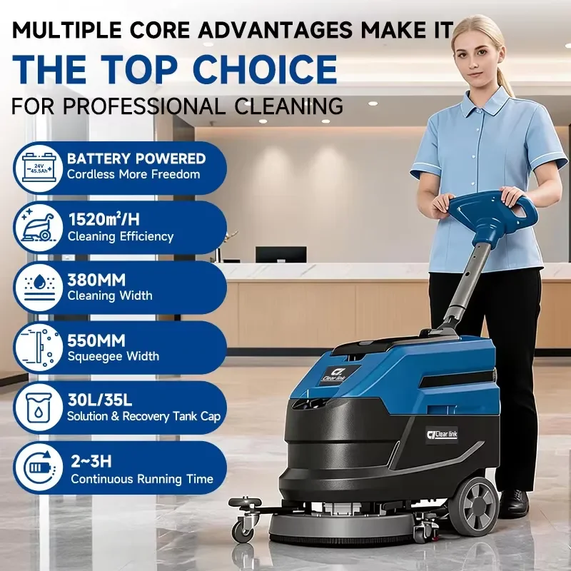 Portable Electric Floor Scrubber Hand Push Mop for Tile PVC Epoxy Folding Handle Dual Voltage Home Cleaning Machine Easy