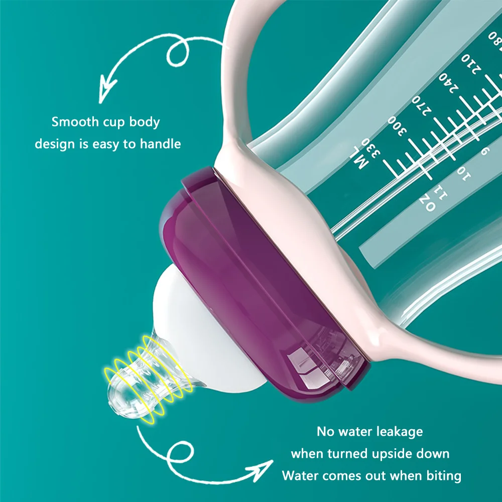 Baby Wide-Neck PP Straw Bottle with Handles, Anti-Choke Soft Straw, Newborn Drinking Essential