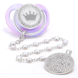 Baby Pacifier Beads With Luxury Crown Bling Newborn Baby Infant Food Grade Silicone Dummy Nipples For Baby Shower Gift Chupetes