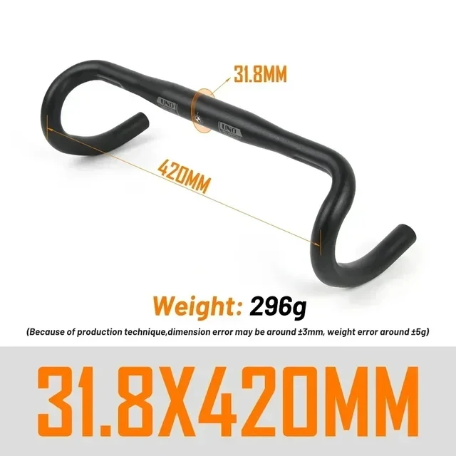 UNO UltraLight Racing Road Bike Handlebar Bent Bar 25.4/31.8MM 360/380/400/420/440/460MM 6061 Aluminum Alloy Stem Handlebar image 3