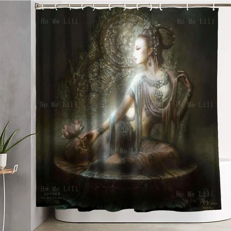 Singing And Dancing Figures Dunhuang Flying Apsaras Shower Curtain By Ho Me Lili For Bathroom Decor