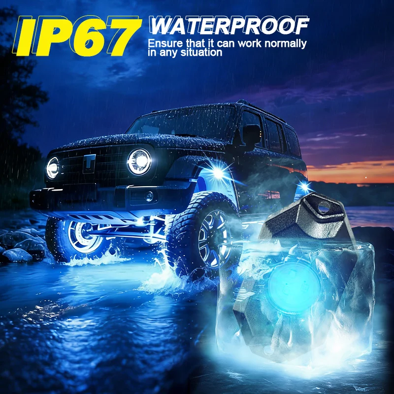 RGB LED Rock Lights Timing Function Music Mode Multicolor Neon LED Light for ATV UTV Boat off-road Motorcycle