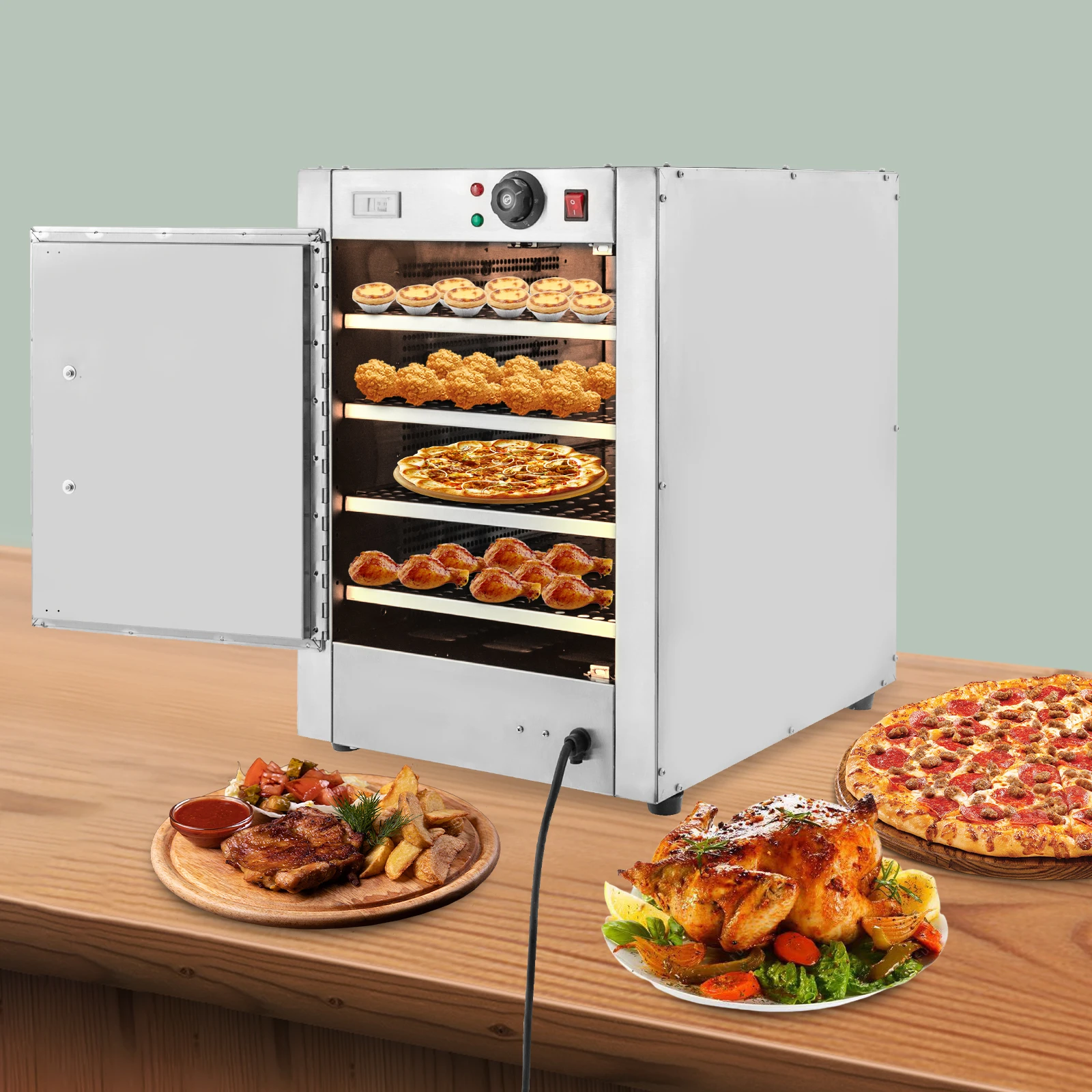 

4 Tiers Heated Holding Cabinet 110V Food Warmer Stainless Steel Hot Box for Bakeries, Caterers, Restaurants, Hotels