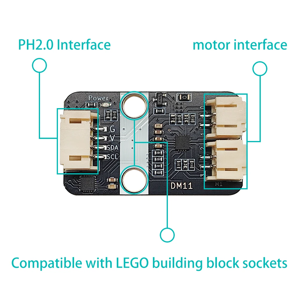 Dm11 Dual Motor Driver Module. It Is Controlled By I2c And Can Drive 5v Small Motors, Suitable For Arduino And Esp32.
