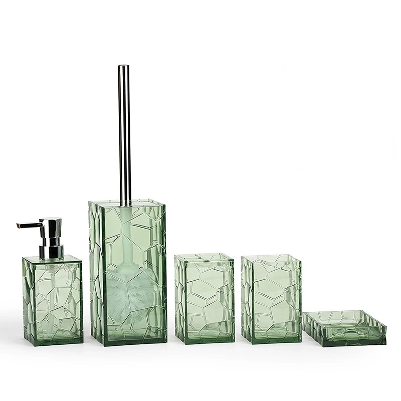 Bathroom Toiletries Set Glass Acrylic 5-Piece Set Toilet Brush Lotion Bottle Toothbrush Holder Soap Box Bathroom Amenities