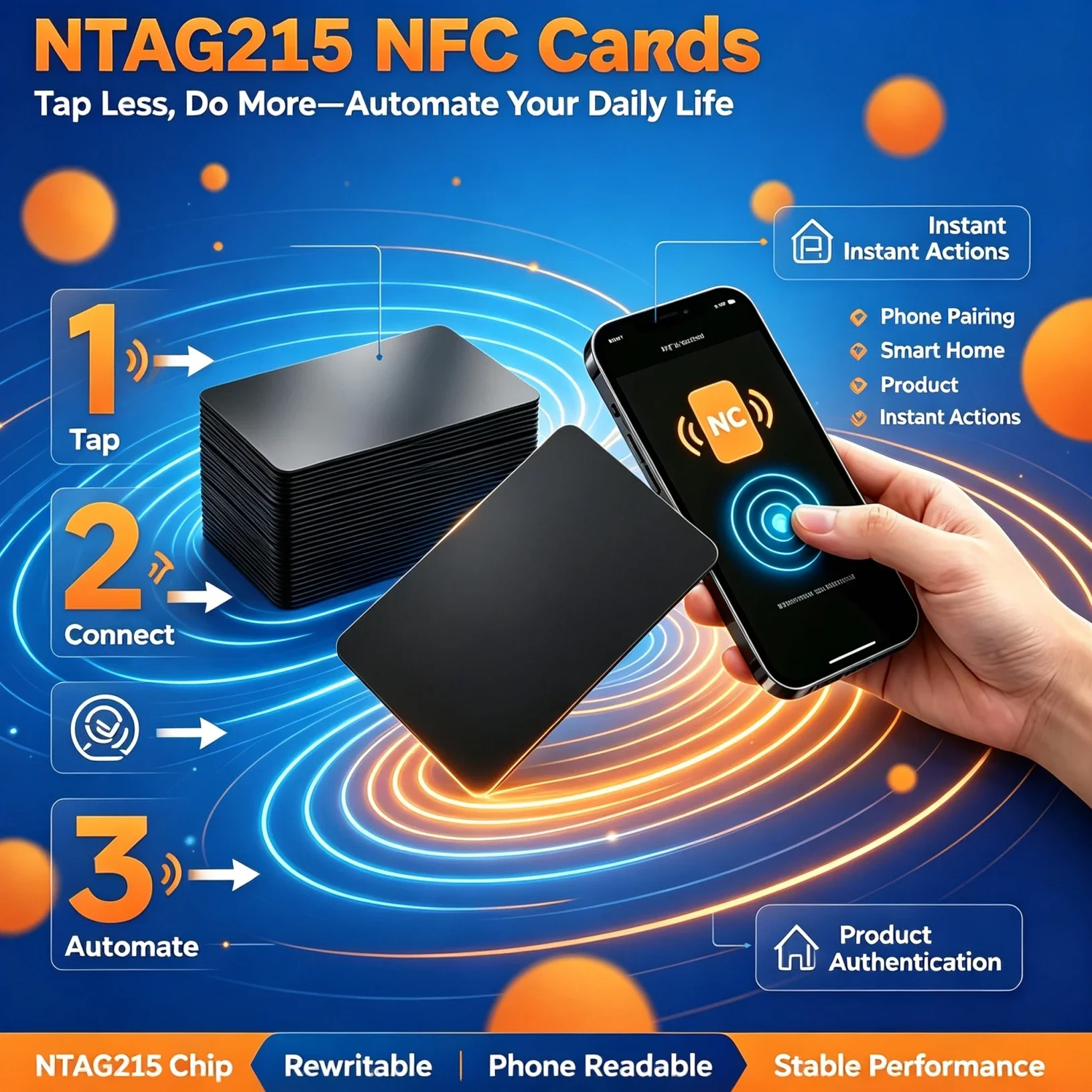 DIXSG 5-10PCS NFC215 Black Cards Rewritable NFC Ntag215 PVC Cards Blank Programmable NFC Business Card Chip 504Bytes