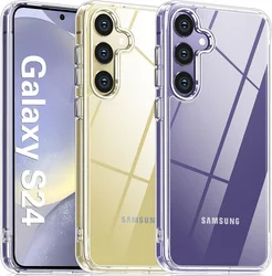 Shockproof Clear Phone Case For Samsung Galaxy S24 S23 S22 Ultra Plus S21 S20 FE A52 A54 A53 Metal Buttons Soft Silicone Cover