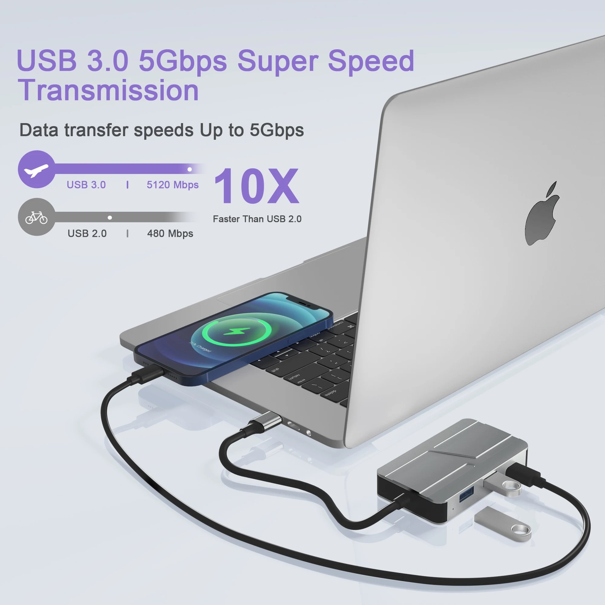 USB C Hub with 4K HDMI VGA USB3.0 3.5mm Audio USB-C Adapter 5V 1A to get Power for MacBook Pro Air and More Type C Devices