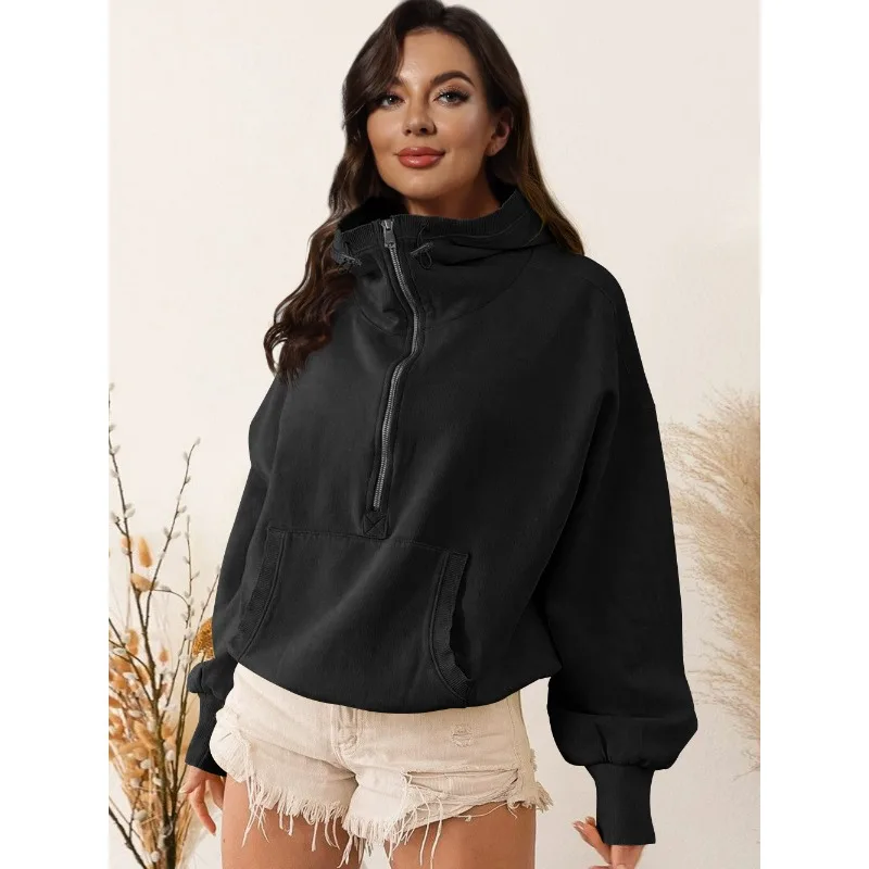 2025 خريف شتاء جديد المرأة طويلة الأكمام هوديس موضة قمصان سويت شيرت بقلنسوة مع سحابات وأربطة بلايز ملابس خارجية Y2K