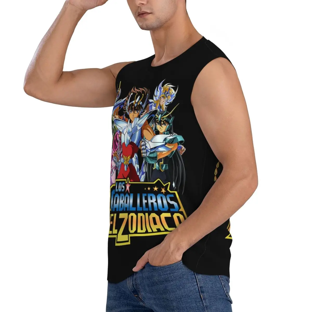 Knights Of The Zodiac Saint Seiya Men Sleeveless Tank Tops Quick Dry Breathable Gym Fitness Running Summer Casual Sport Vest