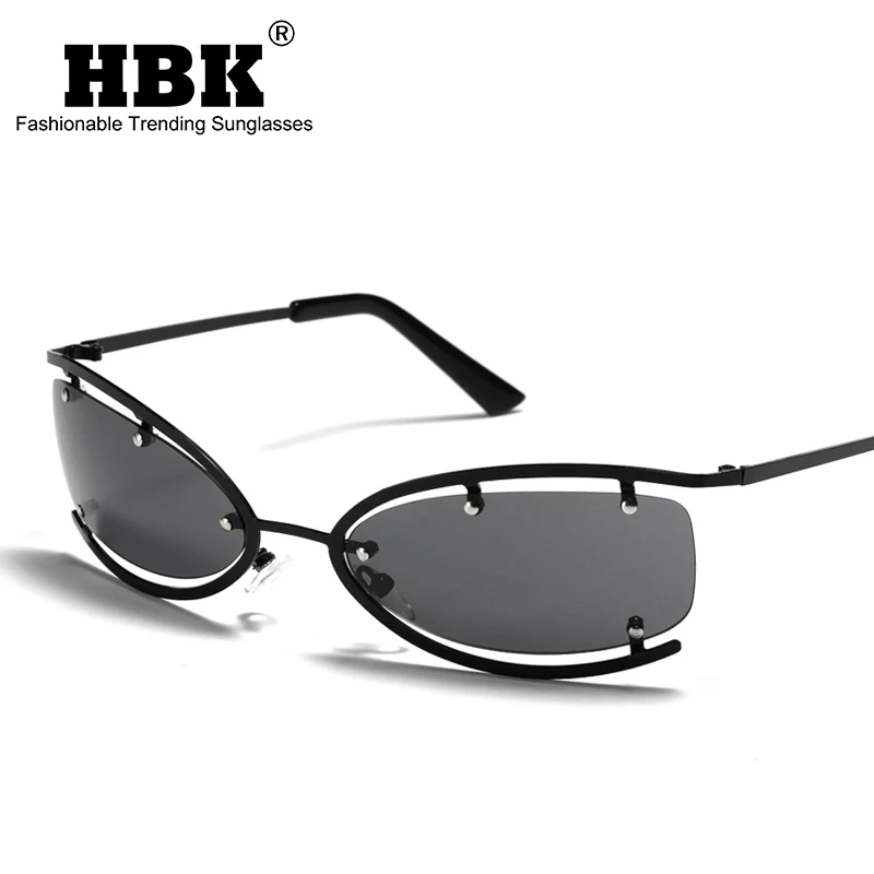 HBK 2022 Fashion Glasses Men Unique Shape The Matrix Trinity Style Y2K Sunglasses Women Metal Brand Design Sun Glasses Cool Man