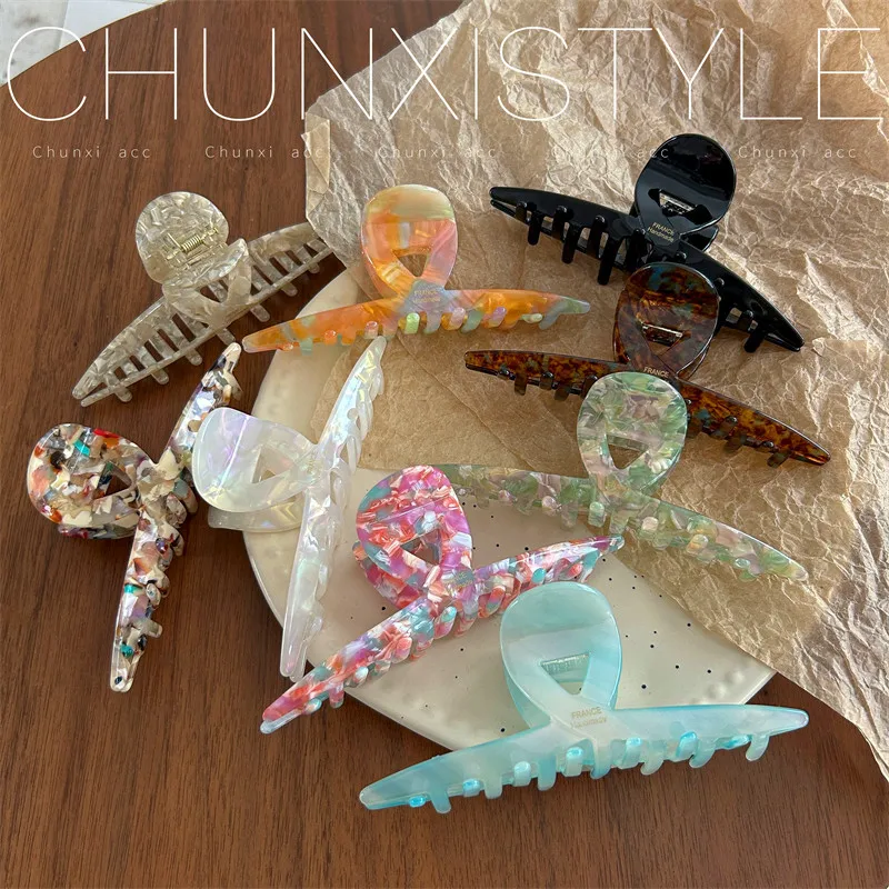 

Большая заколка-краб для волос с цветочным узором из ацетата для женщин, прочная фиксация, крупный размер, подходит для густых волос, для укладки пучка на затылке