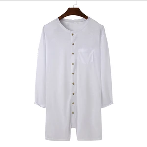 Sexy Men's Tight Pajama, Monochrome Jumpsuit, O -College, T -Shirt and Long Sleep Shorts, 1 -piece buttons, home clothes, new, 2023 8 Main Men's Body Sales - №6