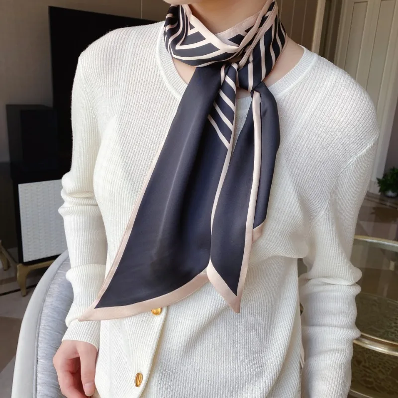 Fashion Neckerchief Skinny Hair Bands Women Silk Scarfs Long Headbands Bag Scarves 14x145cm Print Hairband Neck Scarf For Ladies