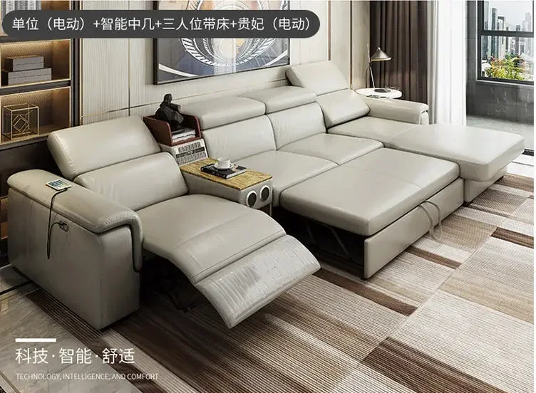 Living Room Sofa bed real genuine leather sofas salon couch electric recliner L sofa cama speaker air cleaner storage bluetooth
