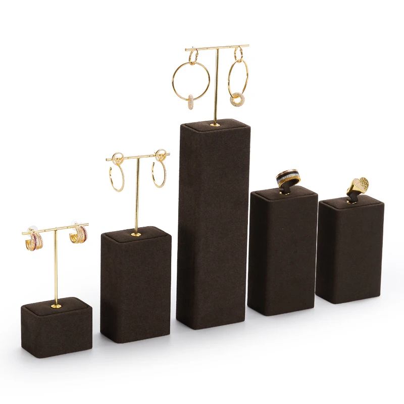 

Dark coffee color original metal microfiber jewelry window display props metal light luxury watch display stand