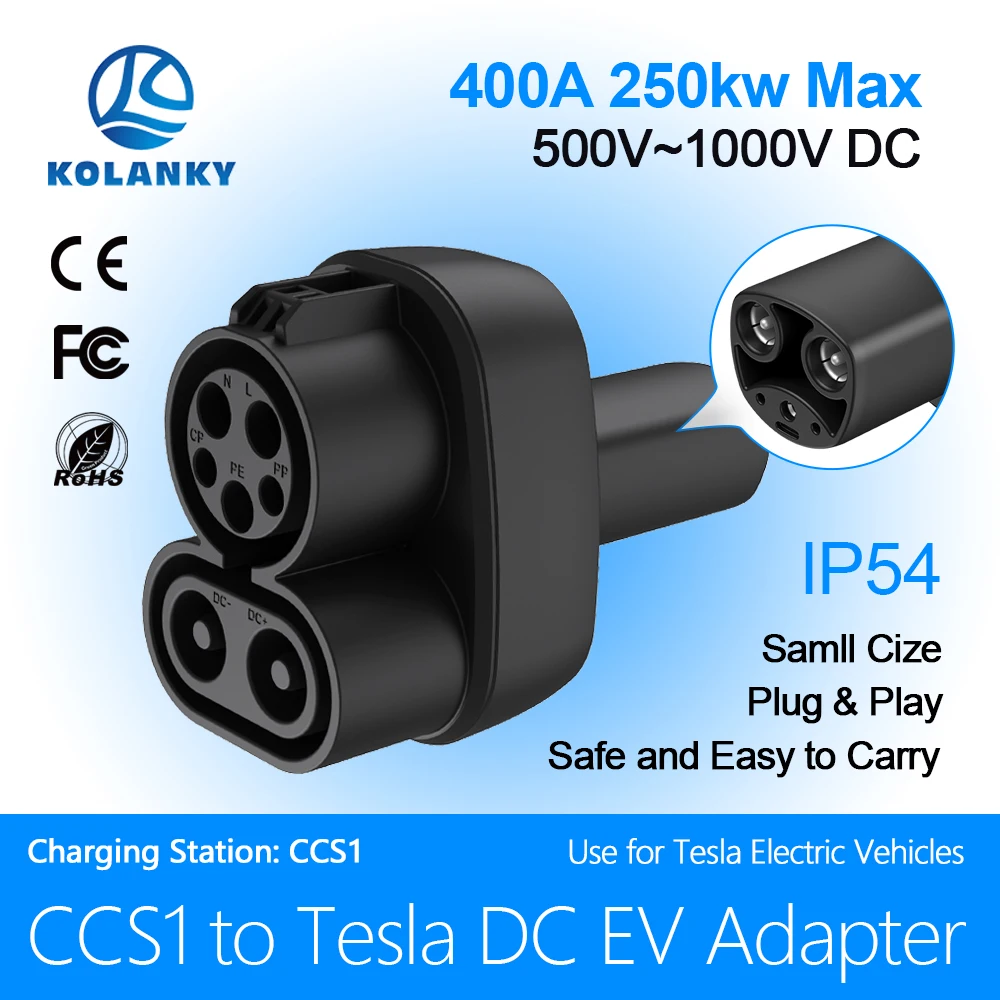 Kolanky CCS1 a Tesla nuovo modello adattatore per caricabatterie EV 250A DC connettore di ricarica per veicoli elettrici per ricarica rapida modello