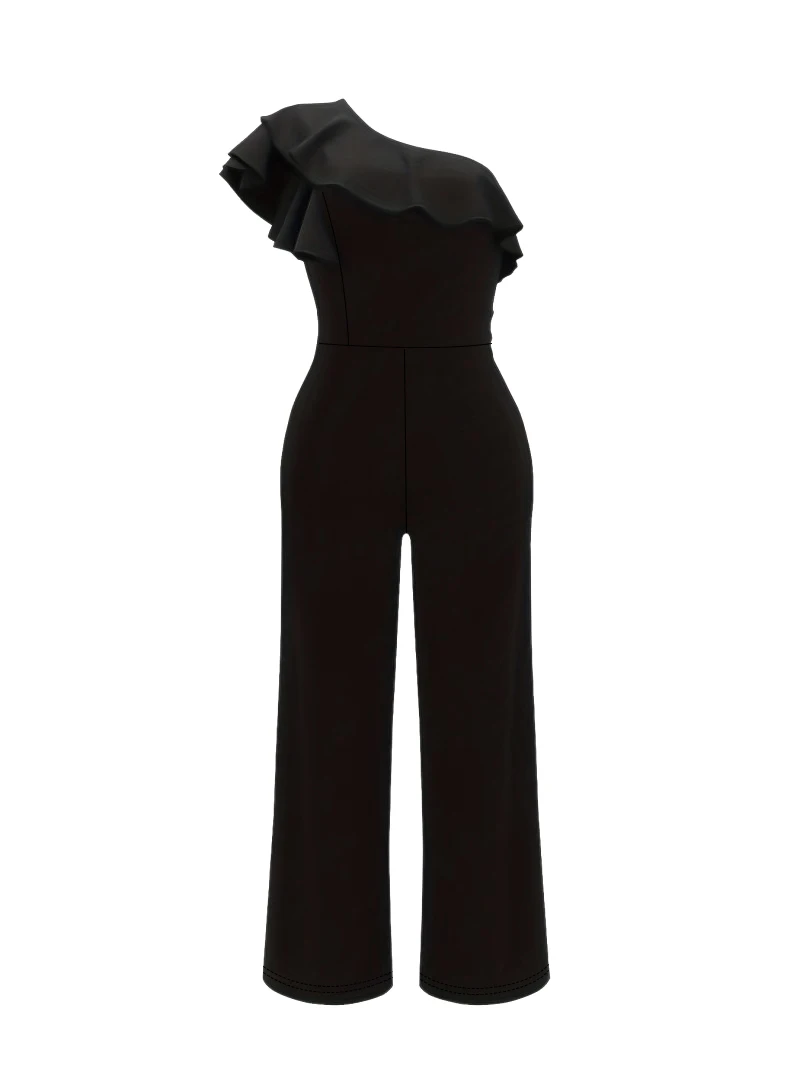 New hot  selling  Shaping One-Piece Jumpsuit Women's Plain Single Shoulder Ruffle European Style Fashion