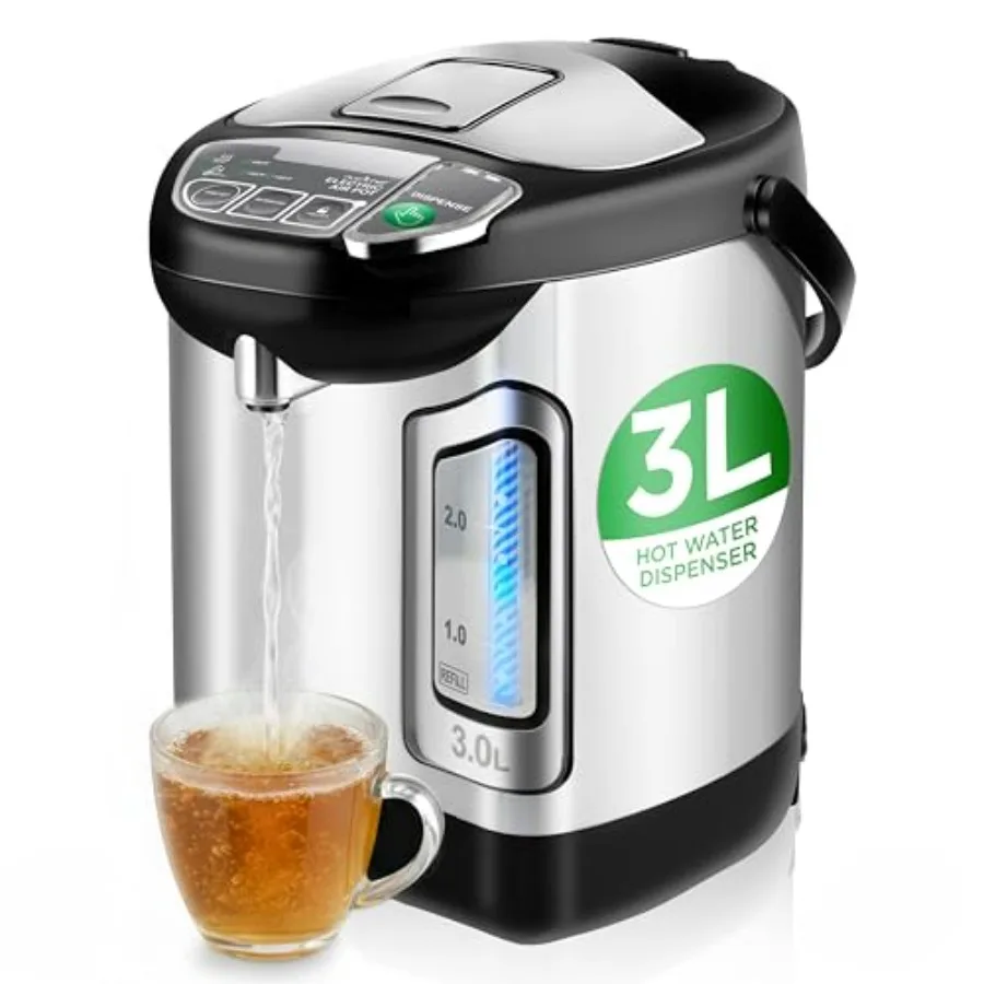 

Electric Water Boiler and Warmer 3L Stainless Steel Hot Water Dispenser with Rotating Base Auto Shut Off Safety Lock Instant He