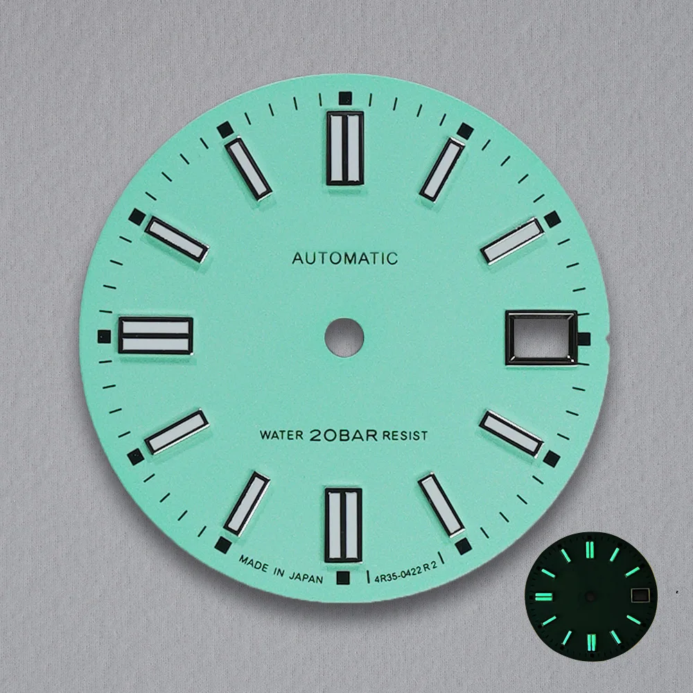 جديد 28.5 مللي متر S شعار NH35/NH36/4R/7S الطلب مناسبة للحركة الأوتوماتيكية اليابانية C3 الأخضر مضيئة ساعة اكسسوارات