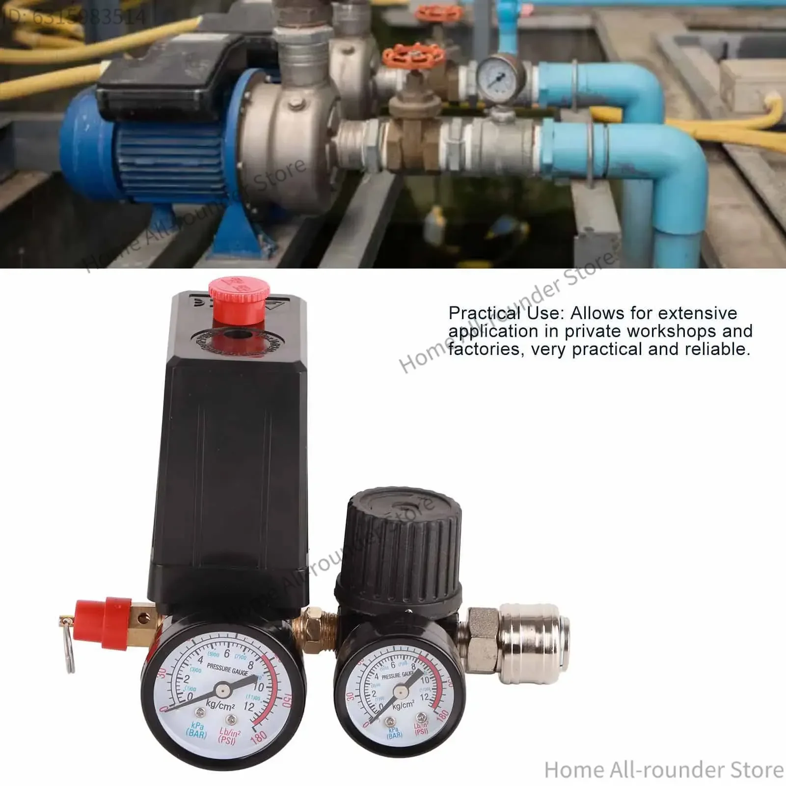 مفتاح ضغط ضاغط الهواء، وحدة تحكم في مضخة الهواء، صمام سوتشي، 1 بوصة، 4 بوصة، 4 فتحات، 90 رطل لكل بوصة مربعة، 120 رطل لكل بوصة مربعة #1