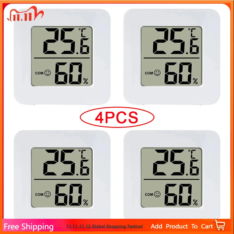 

4pcs Digital Thermometer Hygrometer Indoor Mini Temperature LCD Electronic Monitor Hygrometer Outdoor Room Baby termômetro