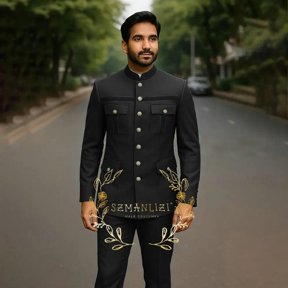 Klassische, solide Anzug-Sets für Herren, modisch, Party, maßgeschneidert, Slim-Fit-Blazer, Hosen, 2-teilig, Hochzeitsbankett, Trauzeuge, formelle Outfits