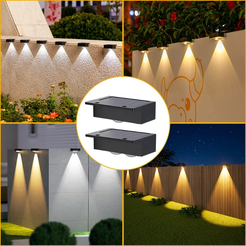 1/4Pack LED Solar Step Lamp Path Stair Outdoor Garden Lights Waterproof Balcony Light Decoration for Patio Stair Fence Light