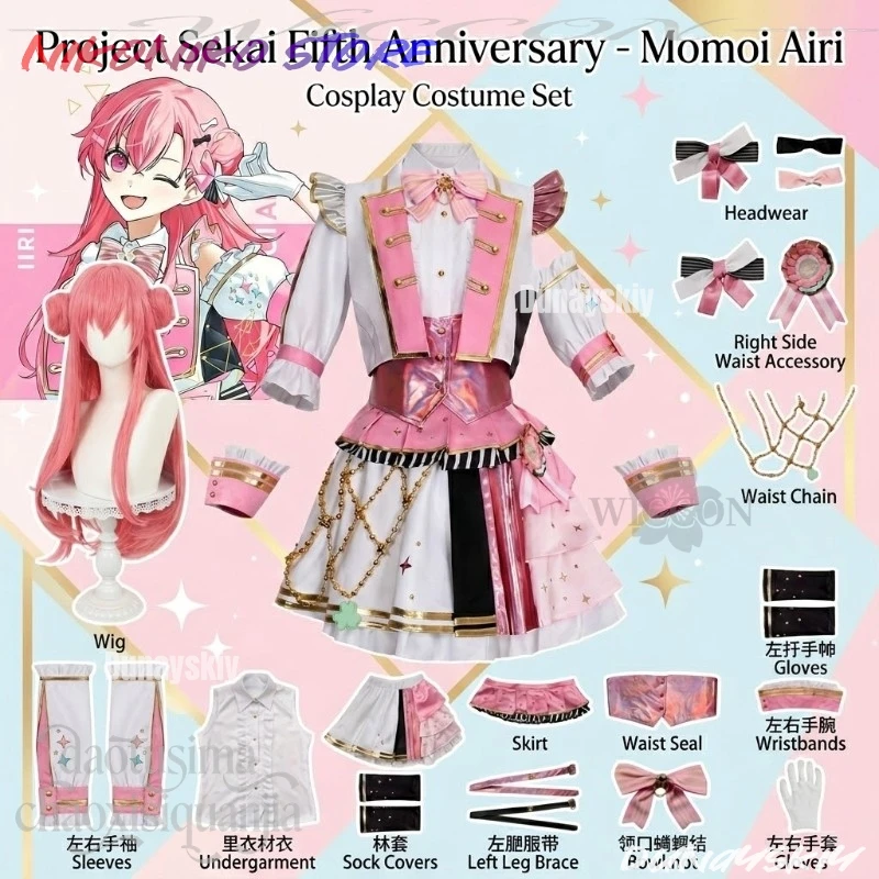 nouveau-costume-de-cosplay-momoi-airi-pour-le-5eme-anniversaire-du-jeu-anime-project-sekai-uniforme-d'idole-robe-gateau-rose-perruques-halloween-noel