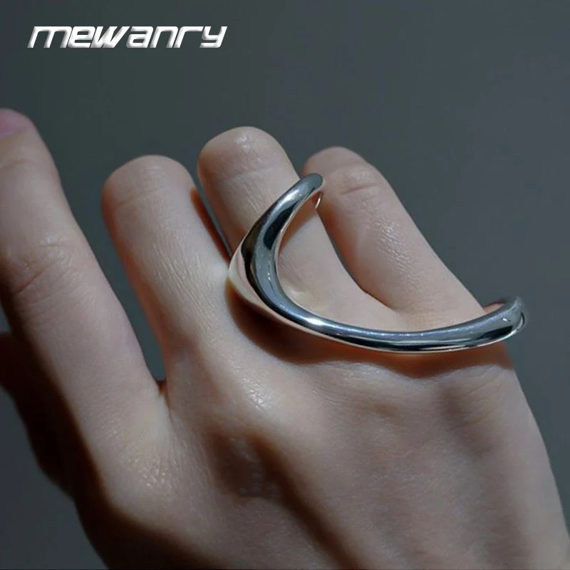 Mewanry Two-Finger Rings For Women Couples Minimalist Creative Vintage Trendy Personality Chic Birthday Jewelry Accessories Gift